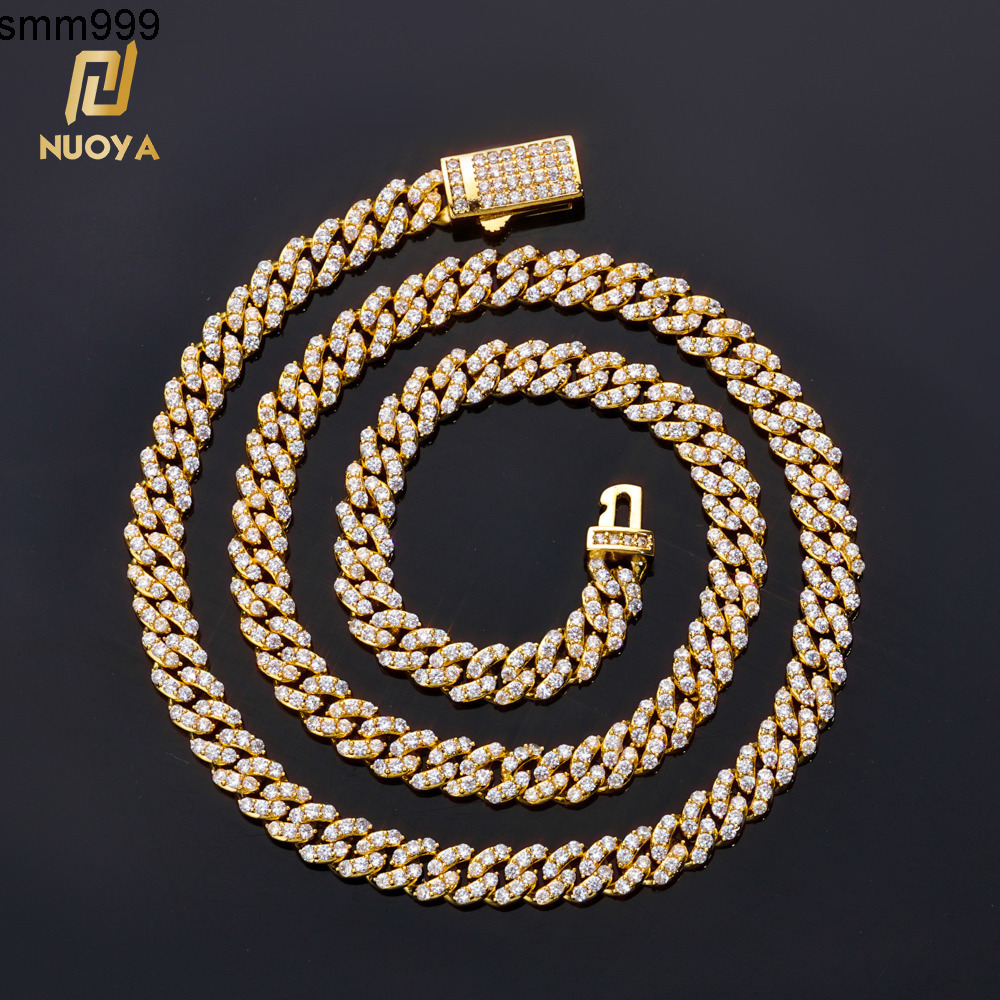 NUOYA Women 6mm Shiny Cuban Chain 18K Gold Plated Full Pave CZ Iced Out Link Necklace Hip Hop Fine Jewelry