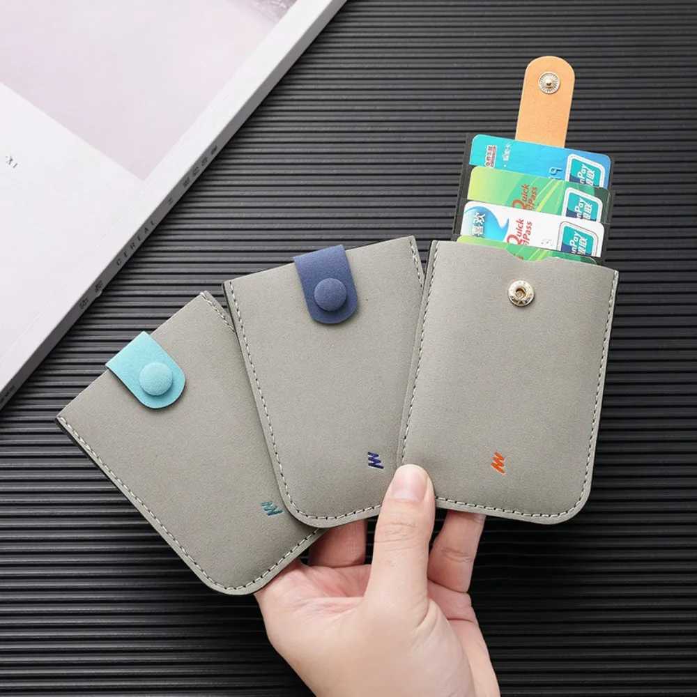 Pl-out Type Mini Card Wallet 4 Card Pockets ID Card Holder Fi Slim RFID Blocking PU Leather Purses Business Card Case Y250707