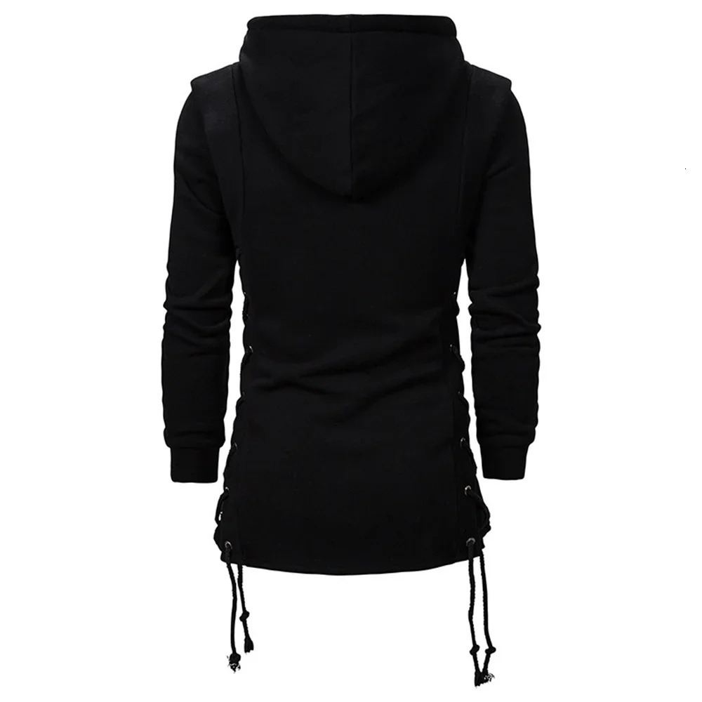 Men Hoodies Sweatshirts Casual Autumn Slim Fit Solid Long Sleeve Trendy Punk Hooded Sweatshirt Gothic Drawstring Male Tops 250707