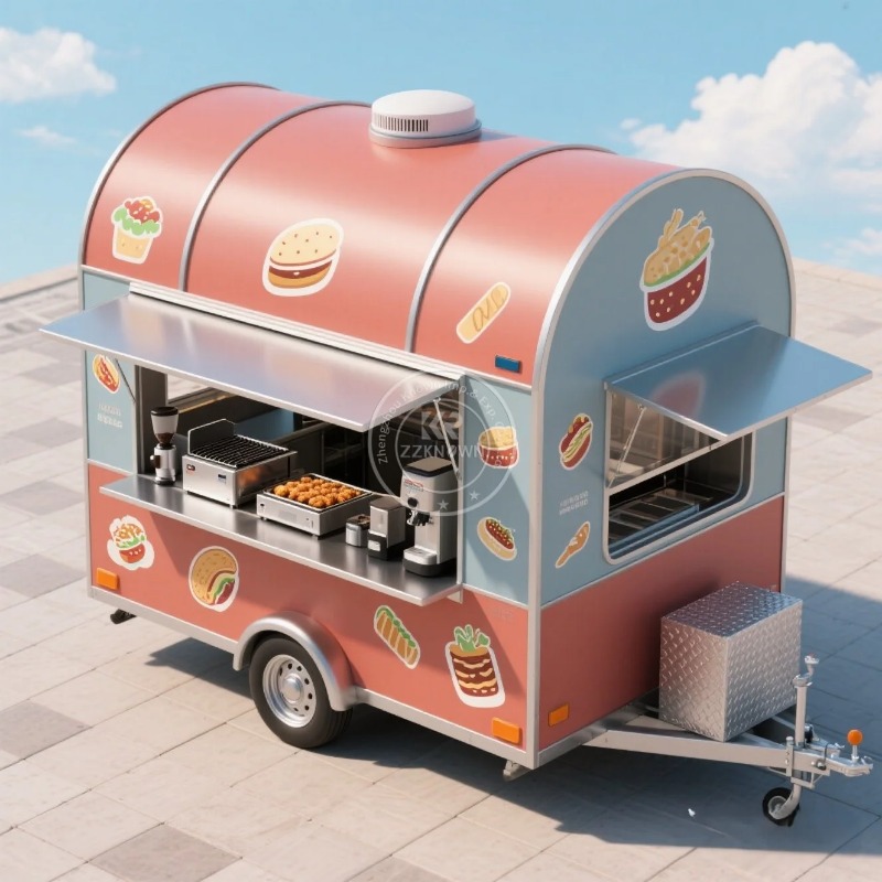 Portable Mobile Food Truck Hot Dog Coffee Ice Cream Vending Cart Restaurant Mobile Fast Food Trailer