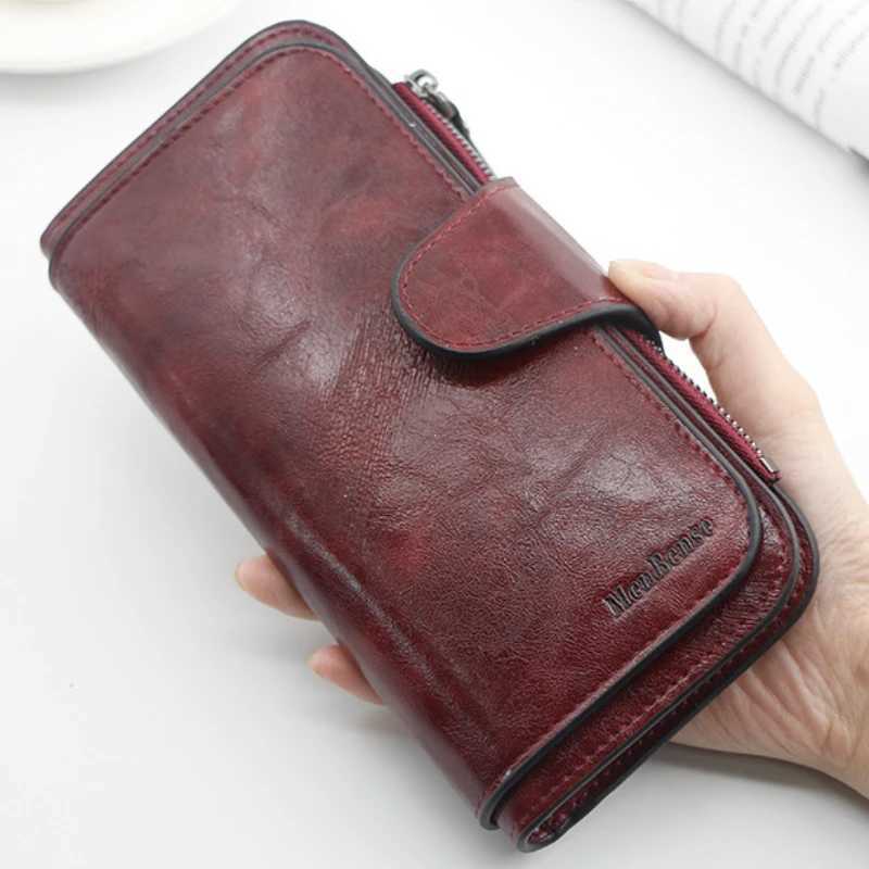 100% Genuine Leather Wallets Three Fold Vintage Wens Purses Mobile Phone Purse Fem Coin Purse Womens Wallet Y250707