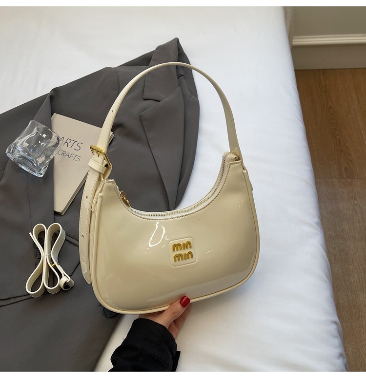 Free shipping designer High-end Patent Leather Glossy Underarm Bag New Trendy Fashion Matching Solid Color Handbag Sweet Cool Style Shoulder Bag