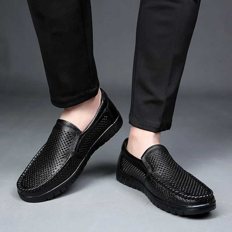 Fion Genuine Leather Shoes Men Loafers Breathable Summer Mens Casual Shoes Soft Cfortable Leather M Footwear KA3559 Y250707