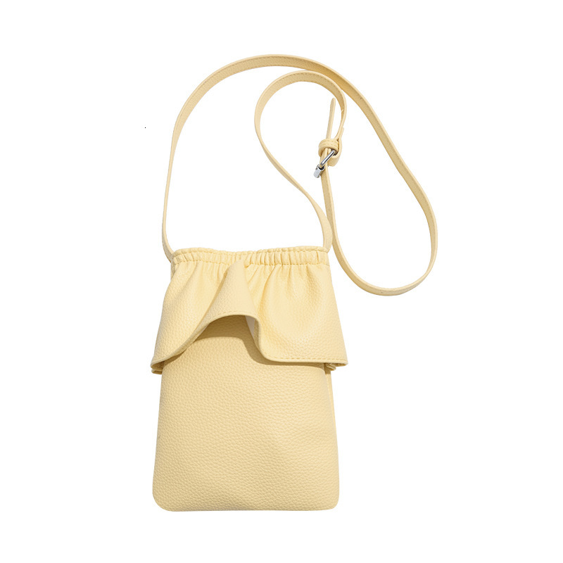 Free shipping designer Niche Korean Version Ruffled Soft Leather Phone Bag Fashion Crossbody Bag for Women 2025 New Versatile Lightweight Small Should