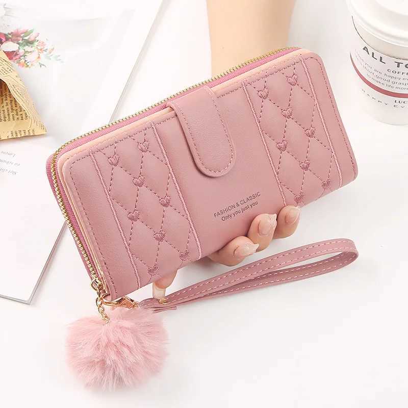 2023 Lg Wallet Pu Leather Card Holder Large Capacity Hasp Zipper Coin Purse Multi Card Organizer Cell Phone Wristlet Handbag Y250707