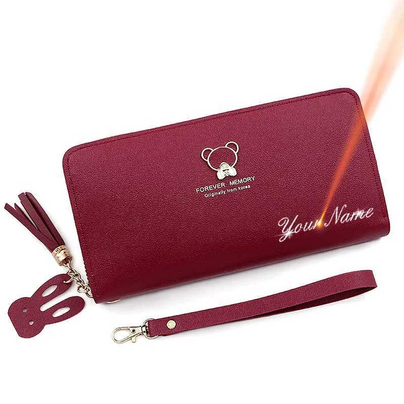 New Wen Phe Bags Lg Wallets Name Engraving Cute Card Holder Zipper Fem Purse Minimalist Coin Pocket Wens Wallet Y250707
