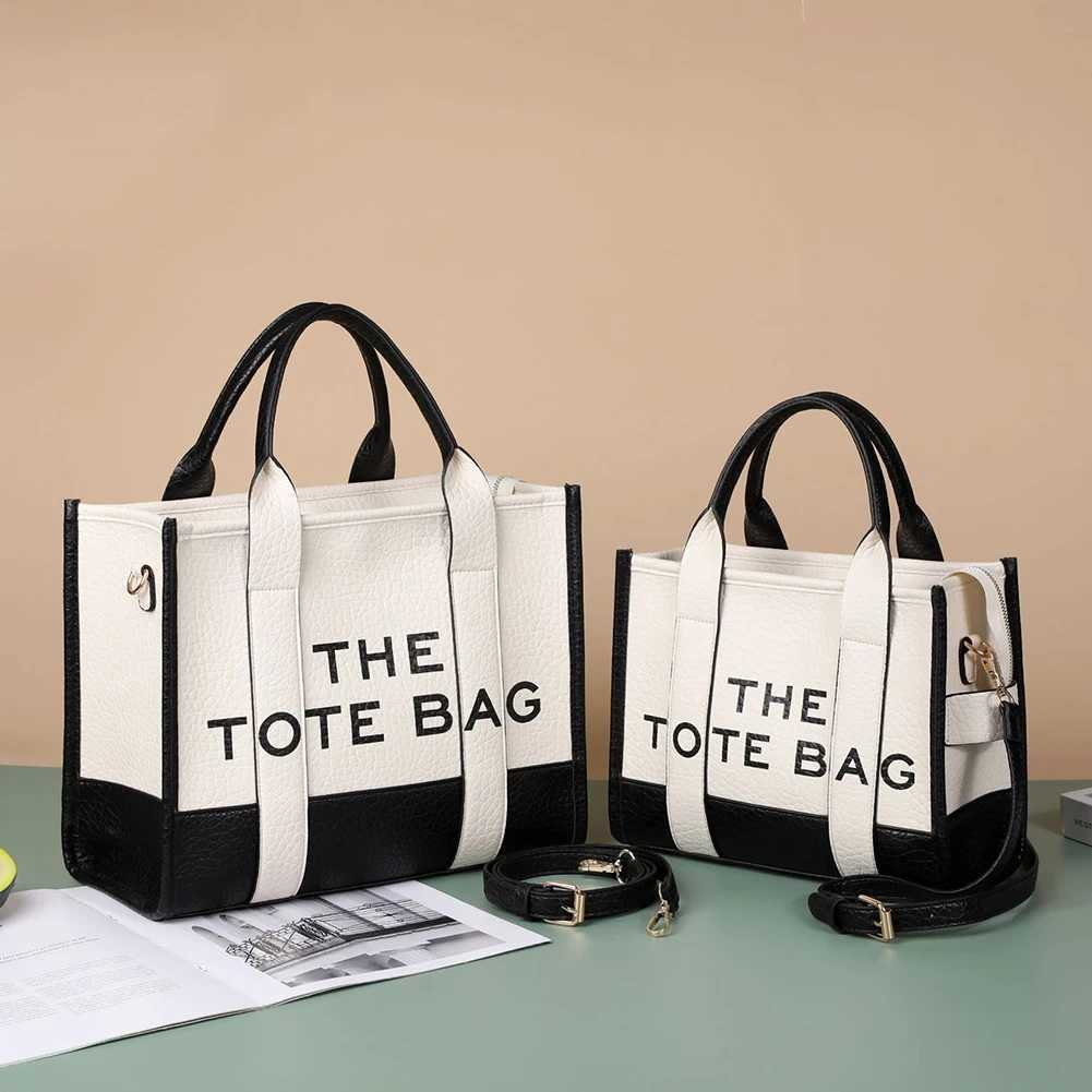 PU Leather Women Handbags Letter Commute Bag Casual Large Capacity Adjustable Strap Simple Portable for Weekend Va ion