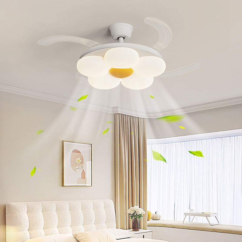 Modern Ceiling Fan with LED Light for Home Decor Flower Invisible leafless