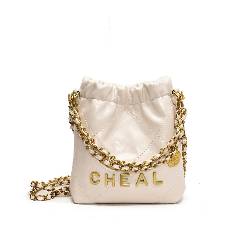 Designer Chanel Style Quilted Chain 2025 Spring Summer Patent Leather Trash Small Fashion Handbag Tote Bucket Crossbody Light Luxury Women's Bag