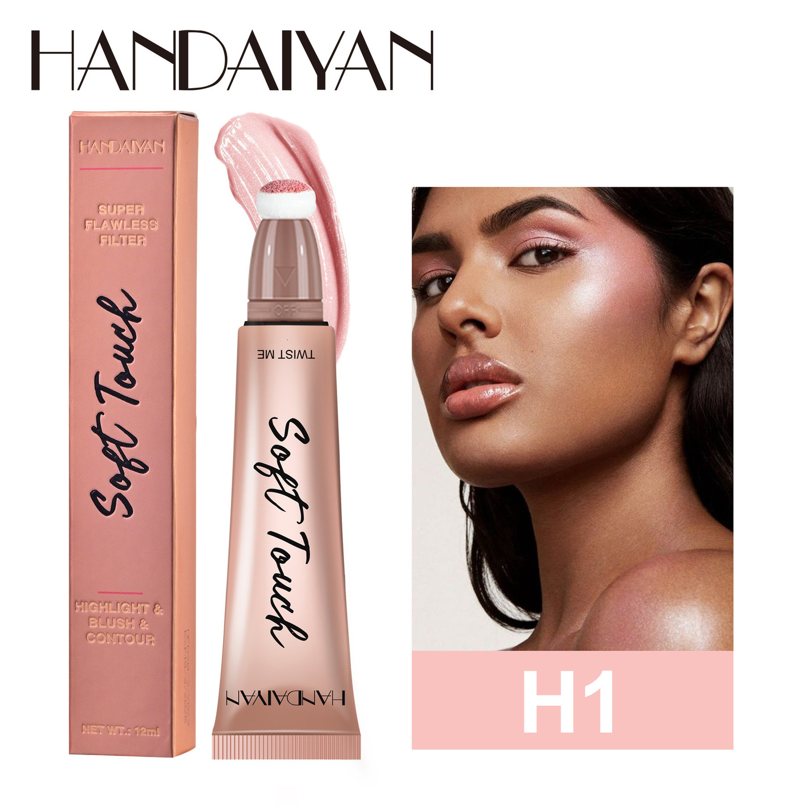 Cream Bronzer Contour Blusher Beauty Wand Highlighter Blush With Cushion Liquid Face Bronzer Wand Stick Applicator Makeup 240624