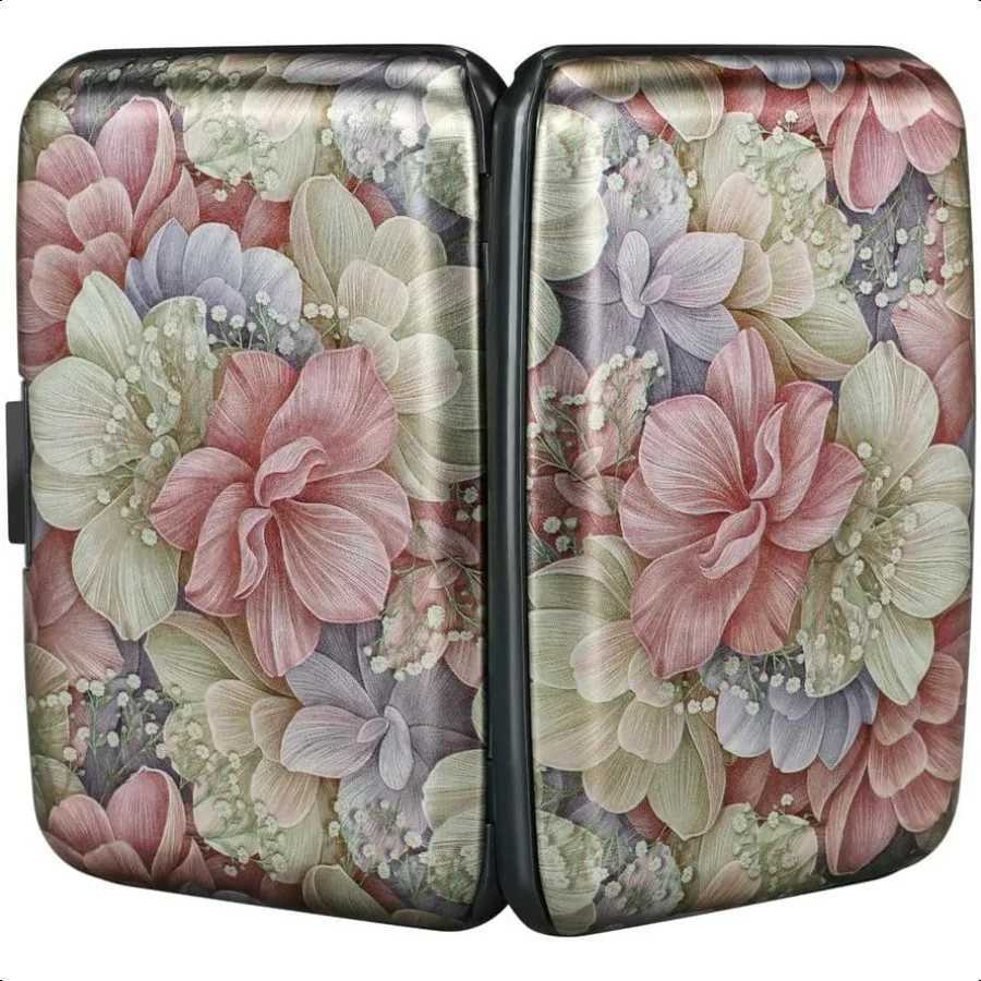 ELFISH Mini RFID Aluminum Wallet s Holder Business Card Case Metal ID Case for Men Wen Happy Flower Y250707