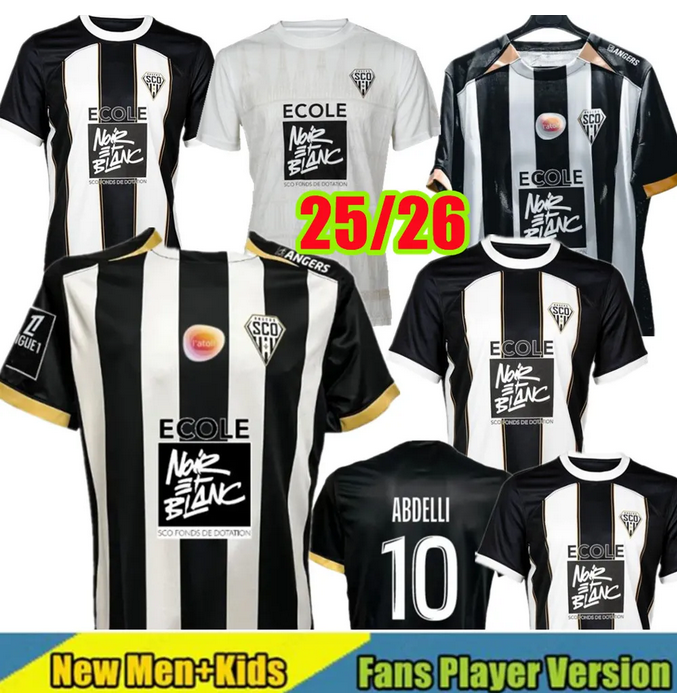 25 26 Angers SCO Soccer Jerseys LEPAUL ABDLLI BIUMIA Home Ligue 2025 Angers Football Shirts Short Sleeve Uniforms Mens