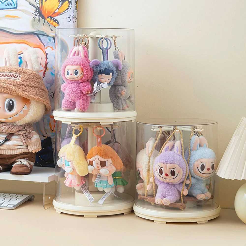 Labubu Hanging Ornament Display Box Transparent Rotating Labubu Plush Toy Doll Figurine Blind Box Storage Display Stand L250705CRU8