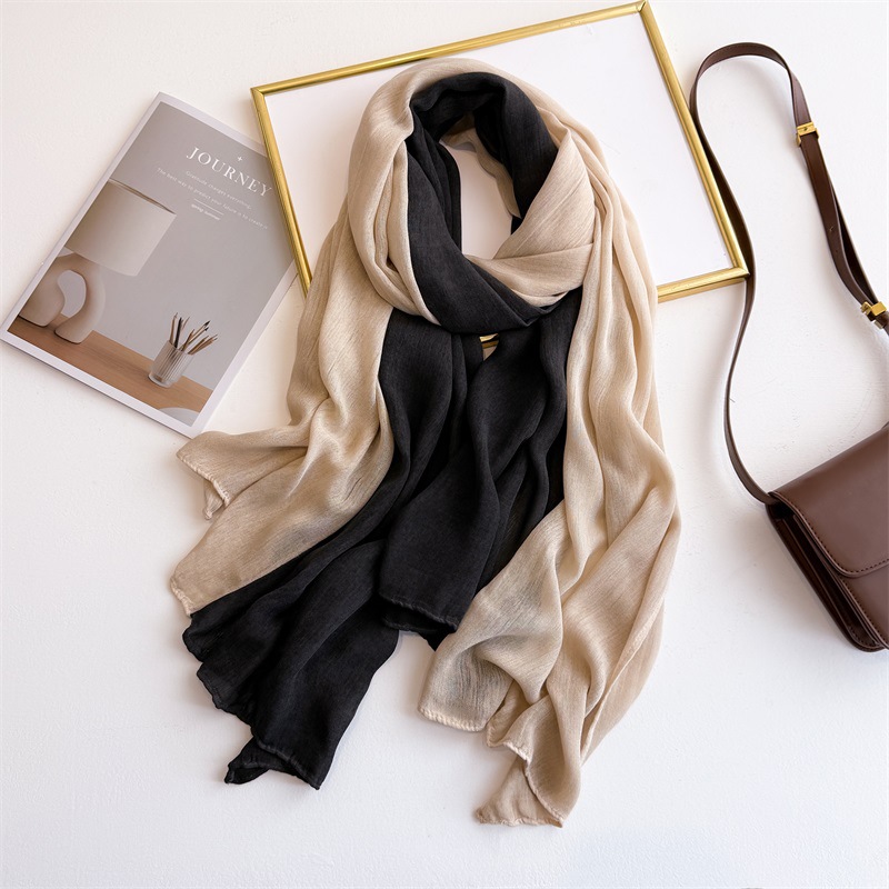 K1264 Foreign trade spring and summer gradient color matching Japanese and Korean ladies Mori girl bamboo yarn shawl cotton linen linen silk scarf sca