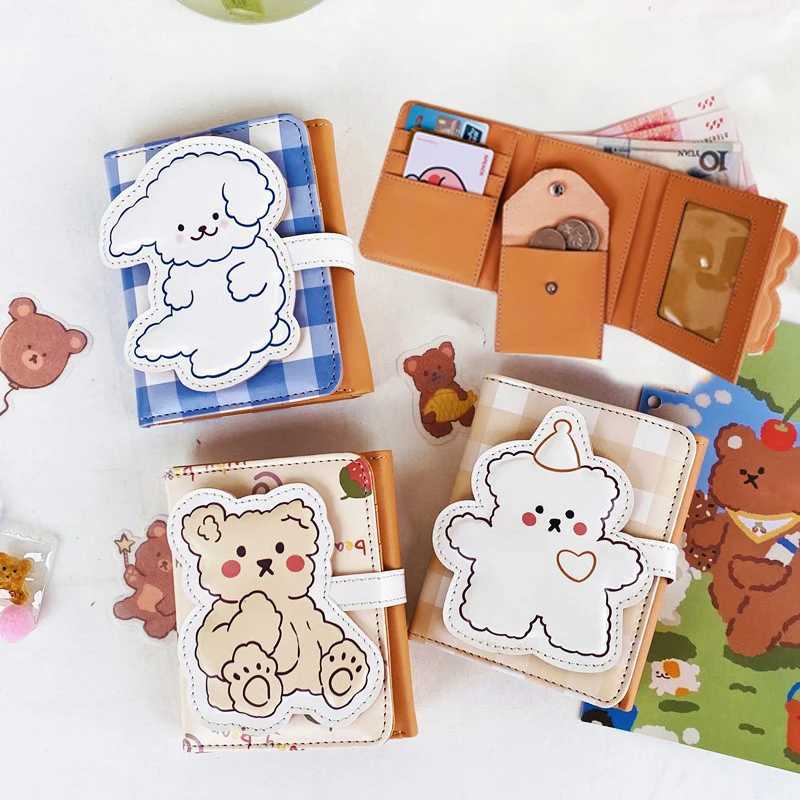 ute Bear Wen Wallet Me Bag Short Coin Purse Fem Student Carto Card Holder Leather Card Bag Three Fold Wallet Cluh Y250707