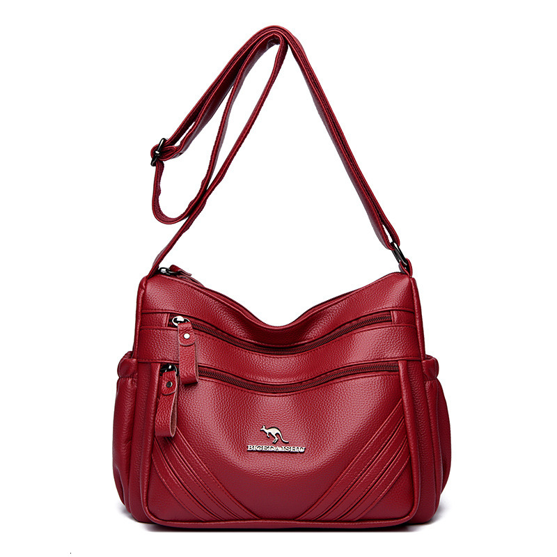 Free Shipping Kangaroo Soft Leather Large Capacity Women's Bag 2025 Designer New Middle-aged Mother Bag Multi-layer Shoulder Width Bag Trend