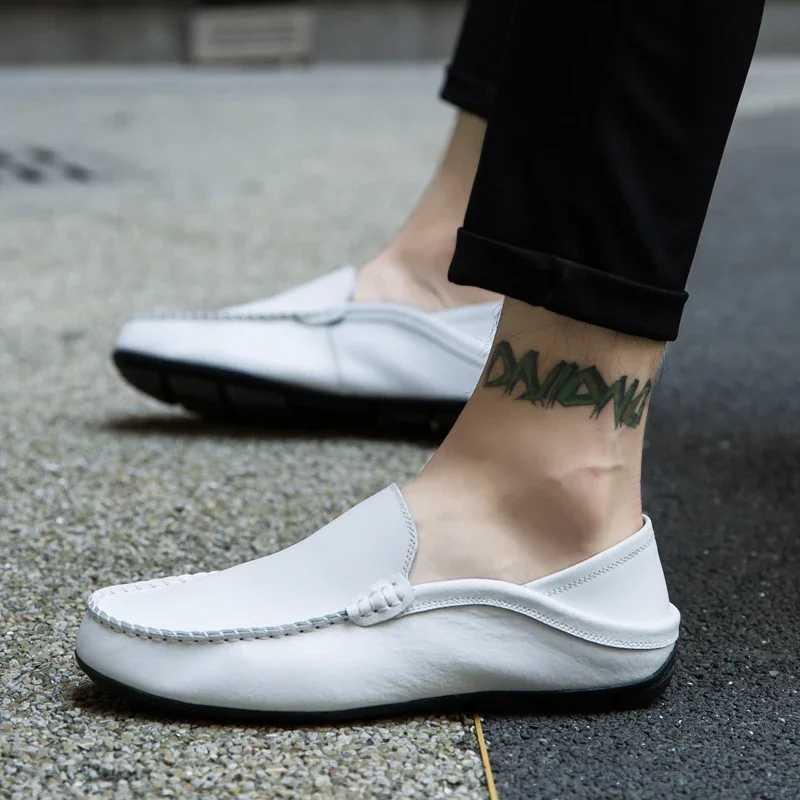 Genuine Leather Men Casual Shoes Luxury Brand Designer Men Loafers Breathable Slip on M Boat Shoes Plus Size 37-47 Y250707