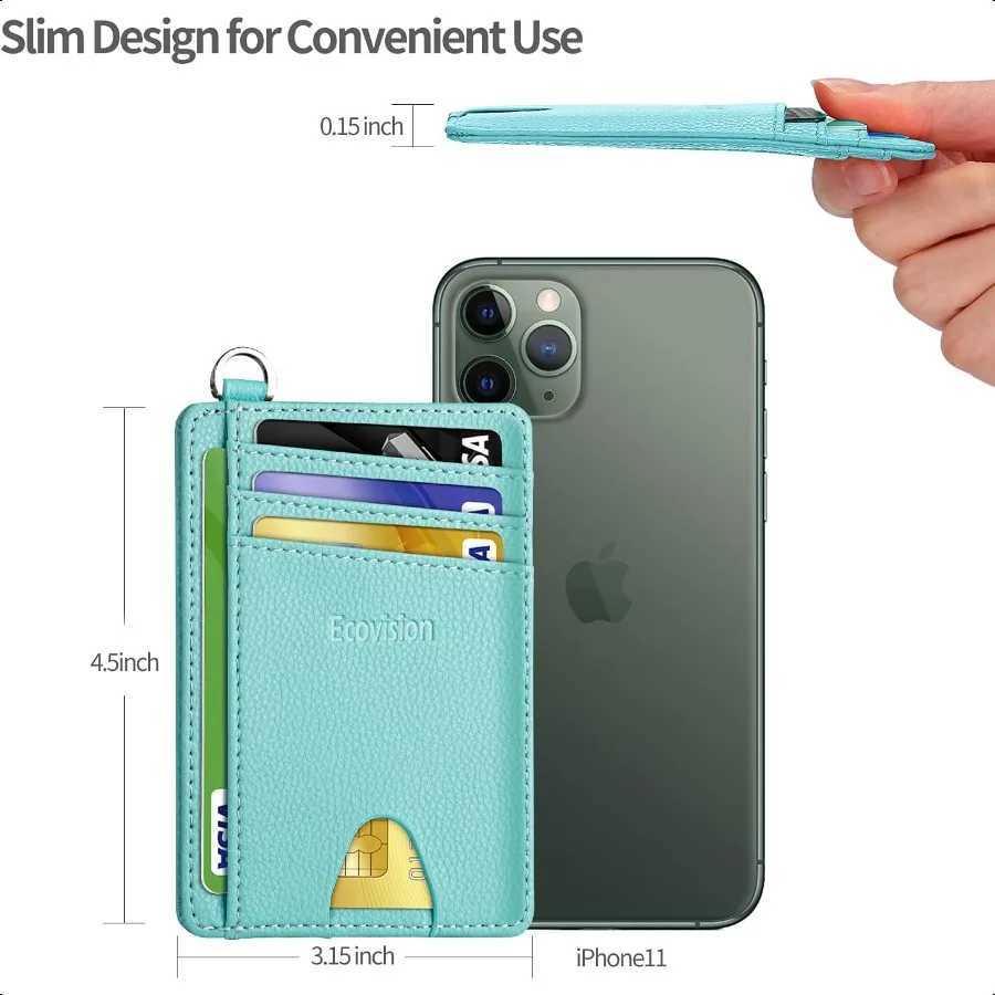 Slim Minimalist Frt Pocket Wallet RFID Blocking Wallet Holder with Detachable DShackle for Men Y250707