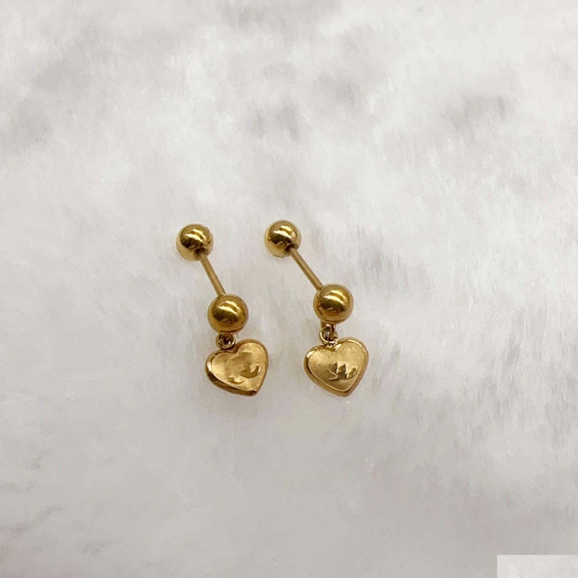 Stud Shiny Pink Purple Small Girl Boys Simple Designer Letter Heart Square 18K Gold Silver Earrings 316L Stainless Steel Woman Man T Otyx4