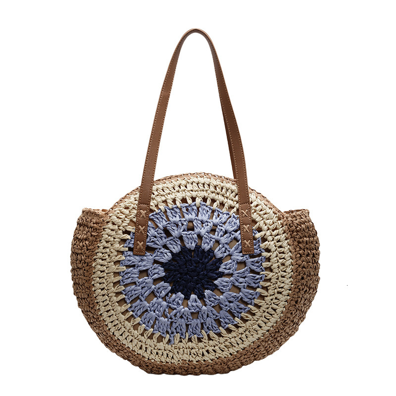 Free shipping designer Summer Round Woven Bag Straw Bag for Women Large Capacity New Beach Vacation Bucket Bag Shoulder Bag Tote Bag