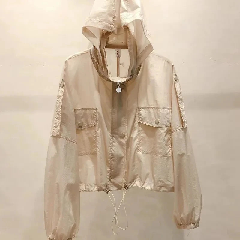 Women Summer Hooded Beach UV Jacket Female Long Sleeve Sun Protection Clothing Ladies Pink Sunscreen Casual Tops 250703
