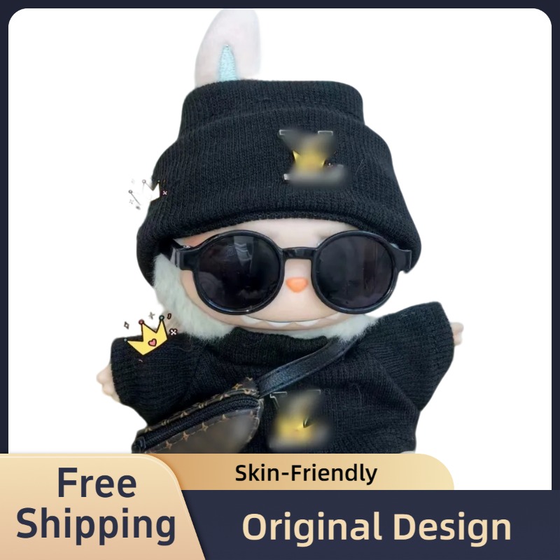 Labubu Designer Clothing 17cm mini plush doll clothing set cut bow headband dress Labubu Macaron Vinyl Pendant Clothes gift S4049