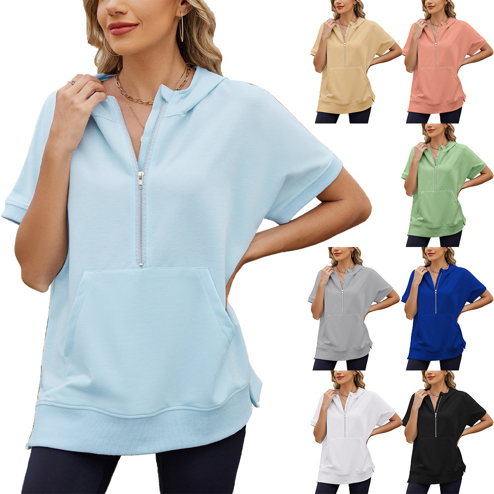 Free Shipping Designer Fashion Trend Versatile Women's Plus Size European and American Cross-Border Trade 2025 Spring Summer Hooded Loose Short S