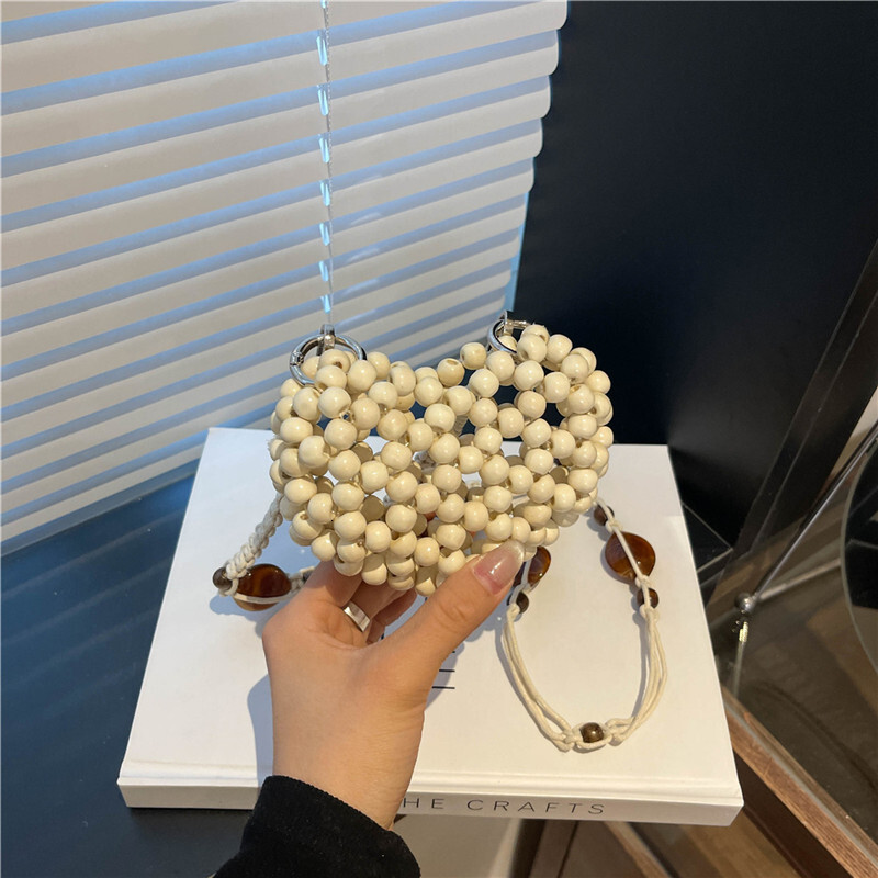 Free shipping designer Summer Dopamine Personality Decorative Beaded Mini Crossbody Bag Small Bag 2025 New Niche Mini Heart Bag