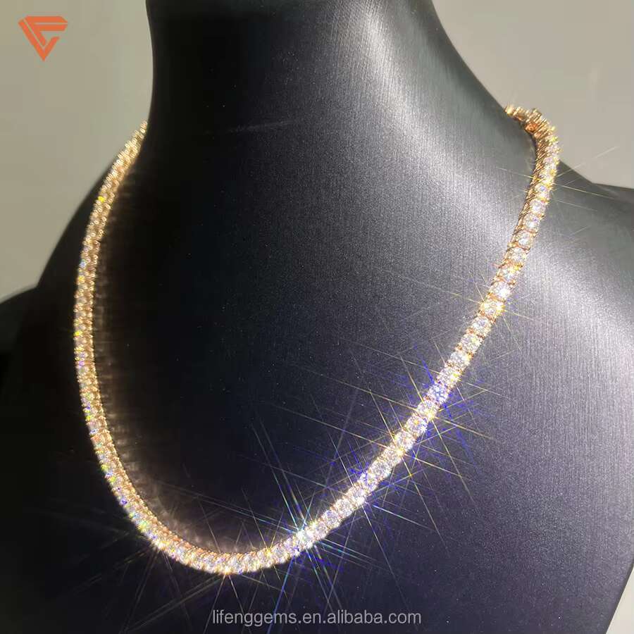 Ready to Ship 925 Sterling Silver Hip Hop Chain for Men Gold Plated VVS Moissanite Tennis Link Chain for Gift