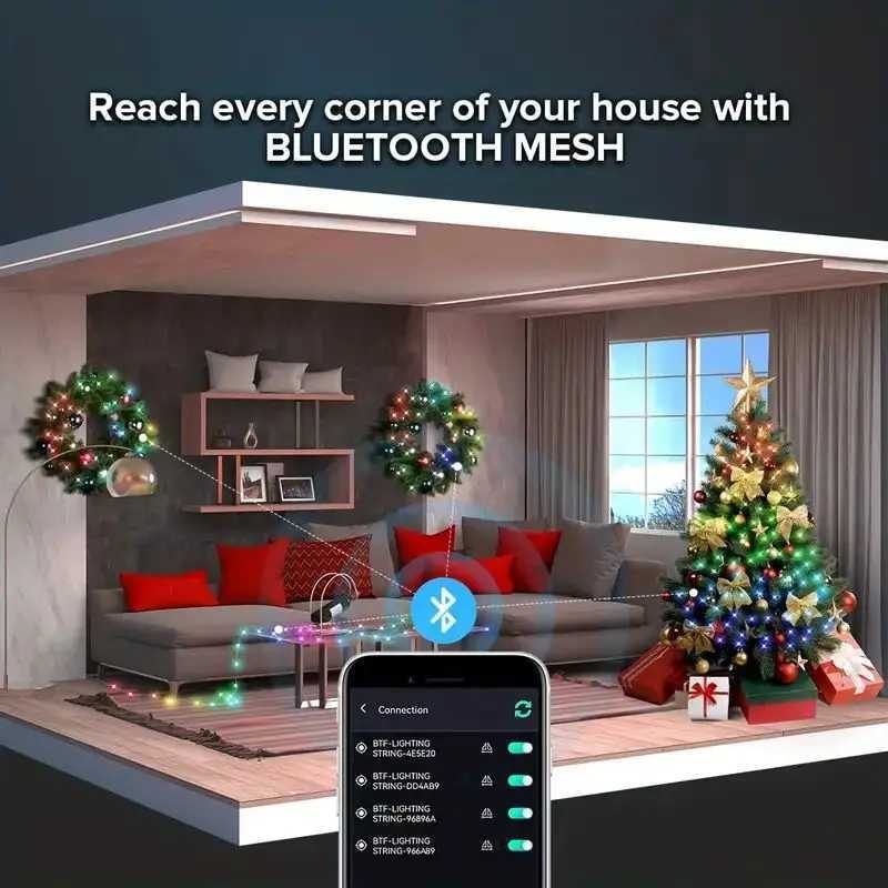 10M WS2812B Fairy Light Bluetooth LED String RGB Dream Color Addressable Party Christmas Lights Wedding Decoration Garland 5VDC W250701