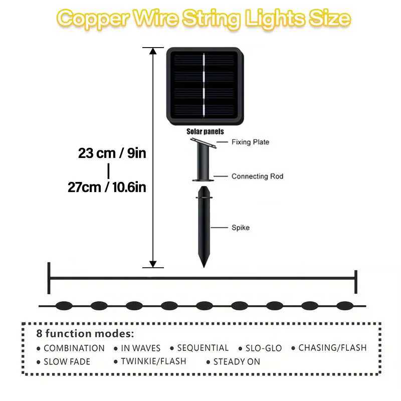 Solar LED Color Light String Flashing Lights Courtyard Garden Festive Christmas Atmosphere Decoration Waterproof Light String W250701