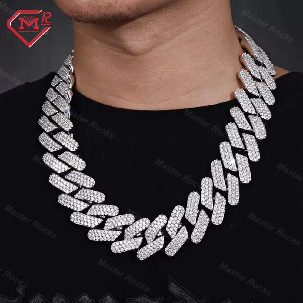 Luxury 16mm Cuban Chain Heavy Hiphop Iced Out 925 Sterling Silver Miami Moissanite Cuban Link Chain