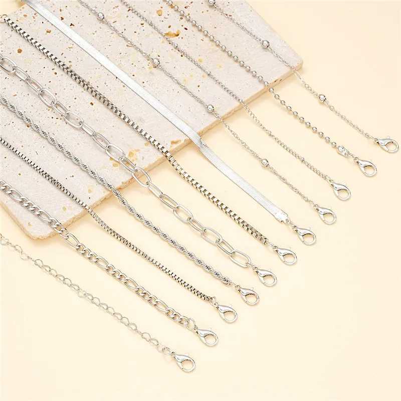 11pcs/set Silver Color Chain Bead Bracelets for Women Simple Elegant Vacation Beach Party Casual Jewelry Versatile Daily Wear XJ250707