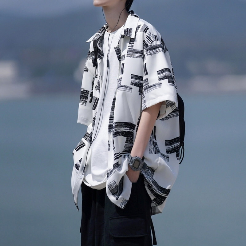 Plaid Designer Short Sleeves Print Short Sleeve Shirt For Men Summer High-end Cool Half Sleeve Shirt Plus Size Loose Ice Silk Thin Jacket