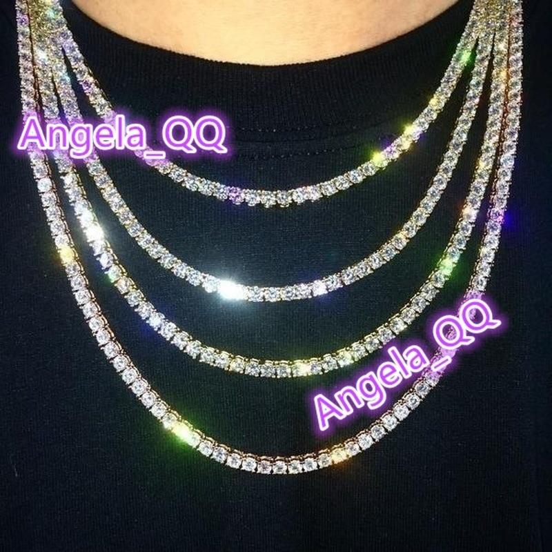 Luxury Men Women Hip Hop Iced Out Fine Jewelry 5MM Lab Diamond Silver Vvs Moissanite Tennis Chain Necklace