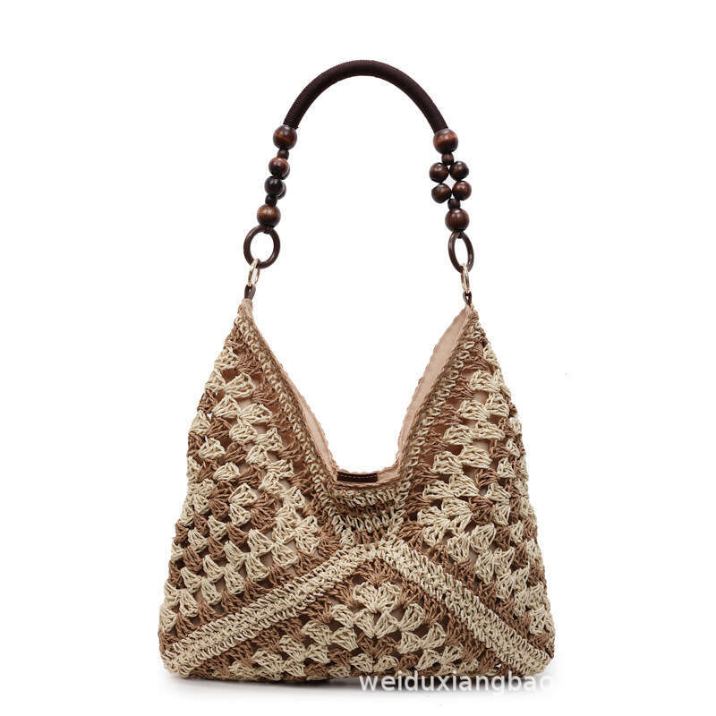 Free shipping designer bag Luxury bag Straw for Women, Large Capacity New Chinese Style Totem Shoulder Bag, Summer Beach Vacation Woven Underarm Bag