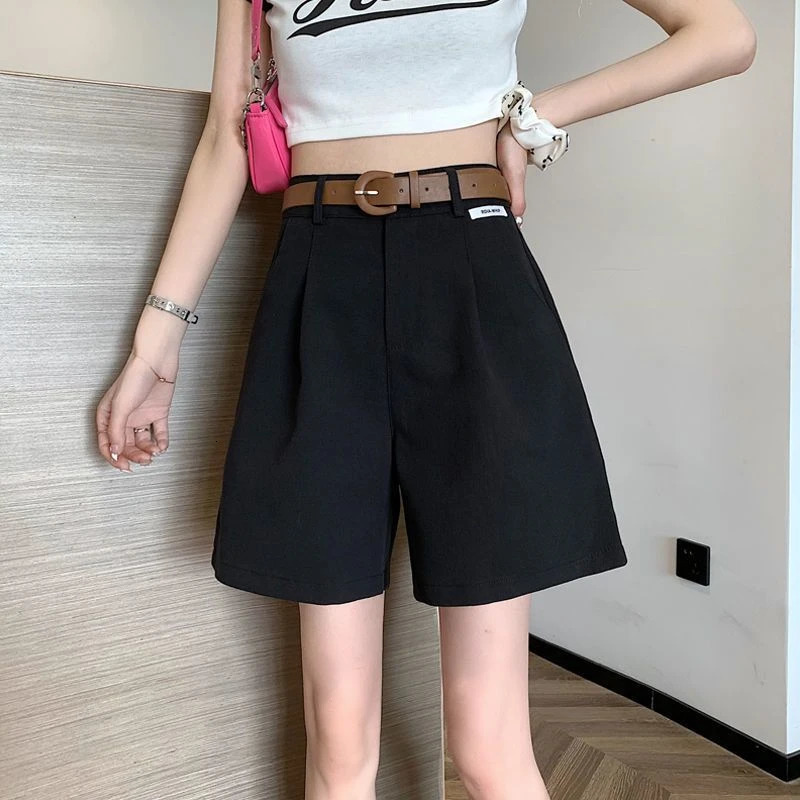 2025 Womens Summer Shorts Pants Casual Loose Wide Leg Solid Matching Females Short Trousers Elegant Office Lady 250704