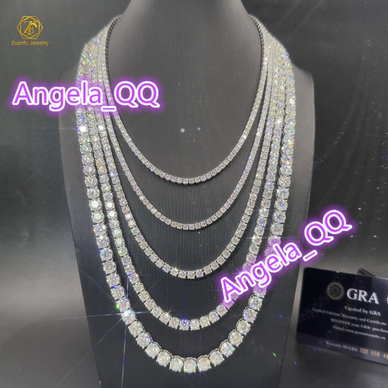 Delivery Fine Jewelry 925 Sterling Silver VVS Moissanite Diamond Classic Cluster Bling Tennis Chain Necklace