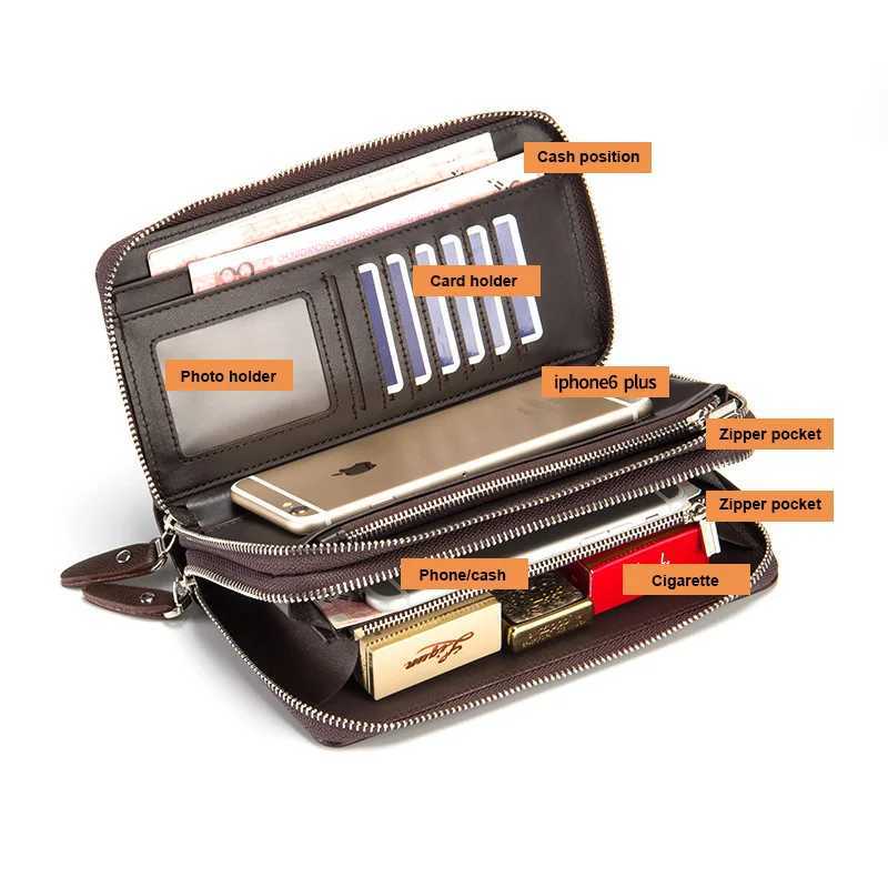 2020 Baellerry Men Club Wallets PU Leather Large Capacity Zipper Hand Strap Men Wallet Luxurious Business Solid M Purses Y250707