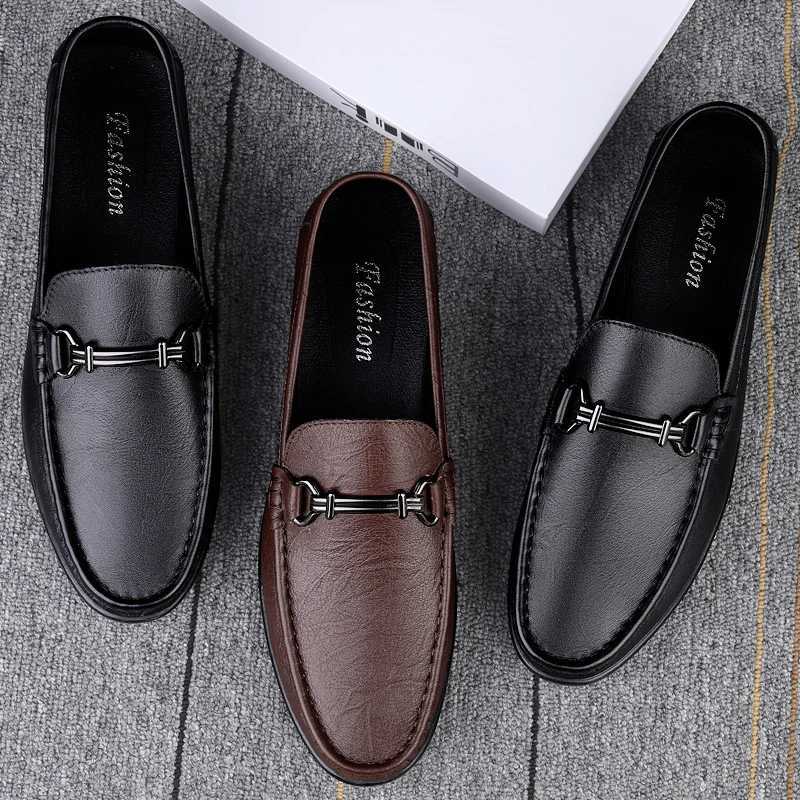 Fion Metal Buckle Loafers High Quality Men Cfortable Dress Shoes Breathable M Business Flats Off Casual Leather Shoes Y250707