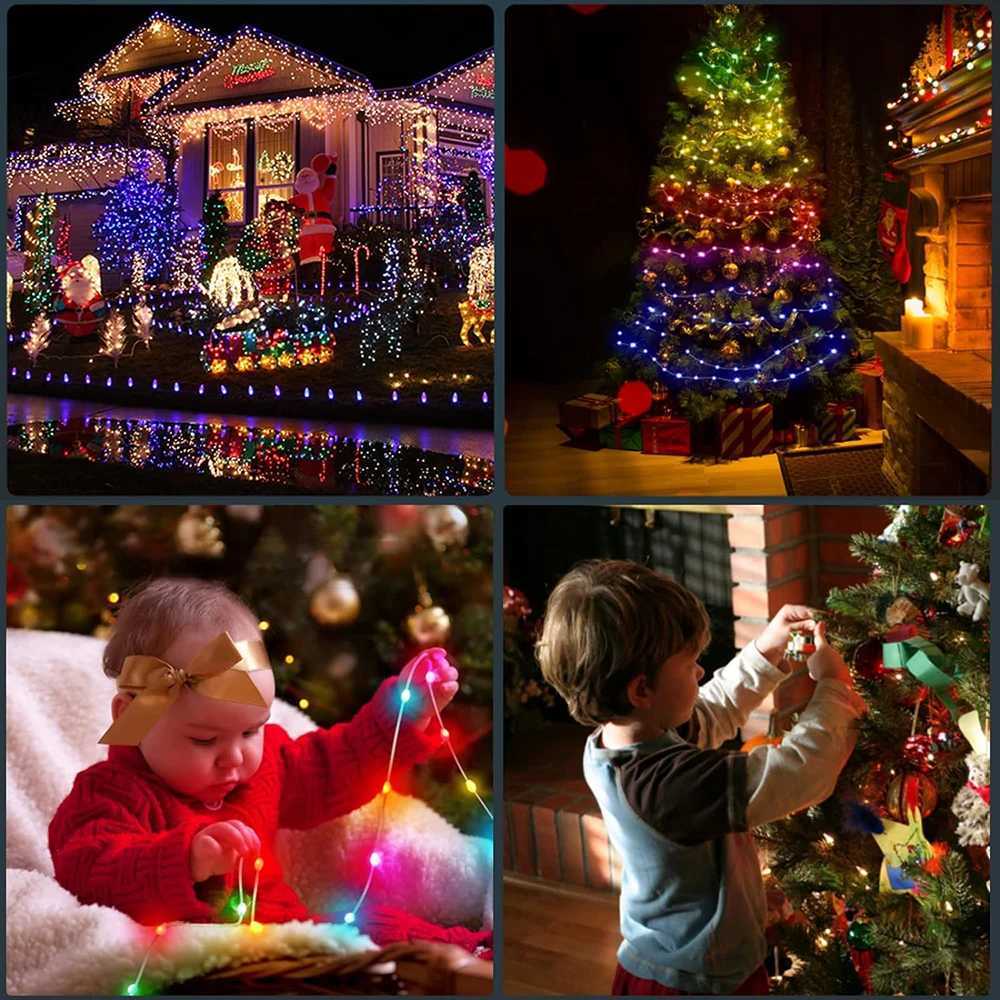 5M/10M/20M RGBIC LED Smart Fairy Lights Bluetooth APP Control String Light DIY for Christmas Party Wedding Home Decoration W250701