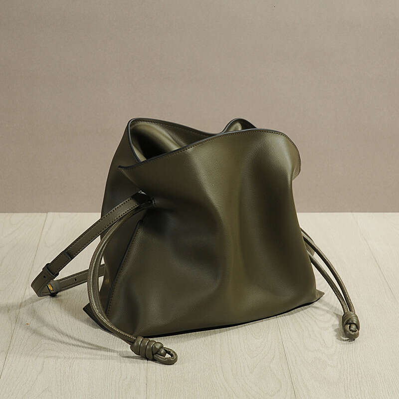 Leather Bag Bucket Bag Genuine Crossbody Lucky French Style High End Design Cowhide Women S Light Luxury Soft Leather Drawstring Shoulder Bag Tote Bag