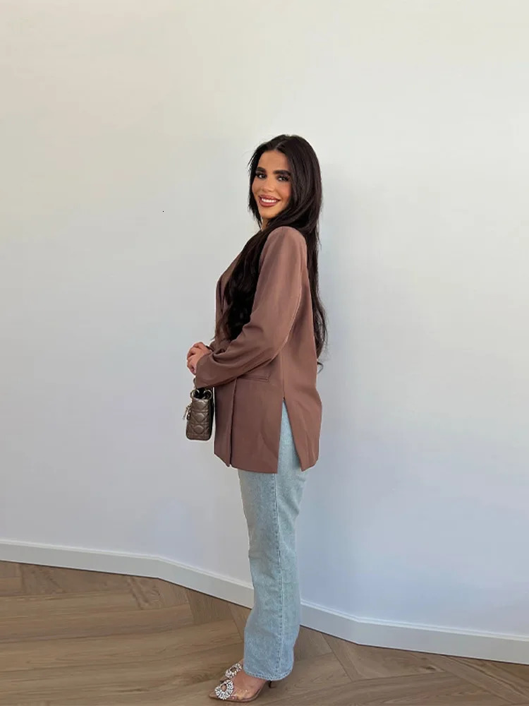 Short Sleeve Oversize Suit Jacket Women Elegant Turndown Collar Covered Button Summer Blazers Fashion Office Lady Outerwear 250625