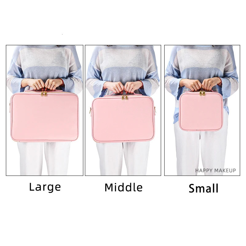 Waterproof PU Leather Cosmetic Bag Professional Large Capacity Storage Make up Handbag Case Travel Toiletry Makeup bag For Women 250701