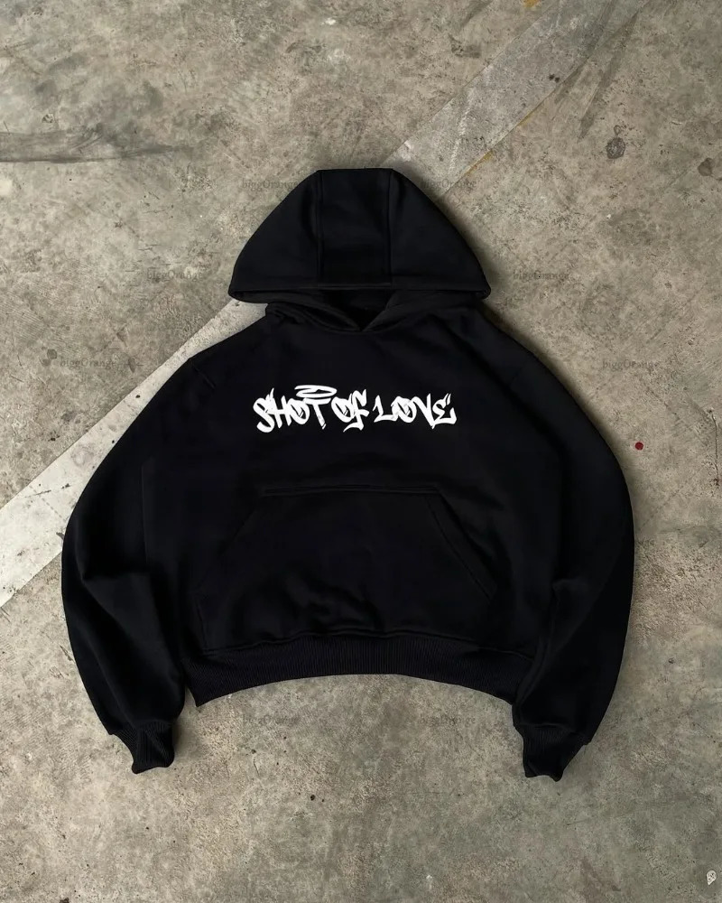 2025 Street Harajuku Fashion Clothing European and American Personality Y2k Hoodie Letter Print Fashion Casual Sweatshirt Men 250707