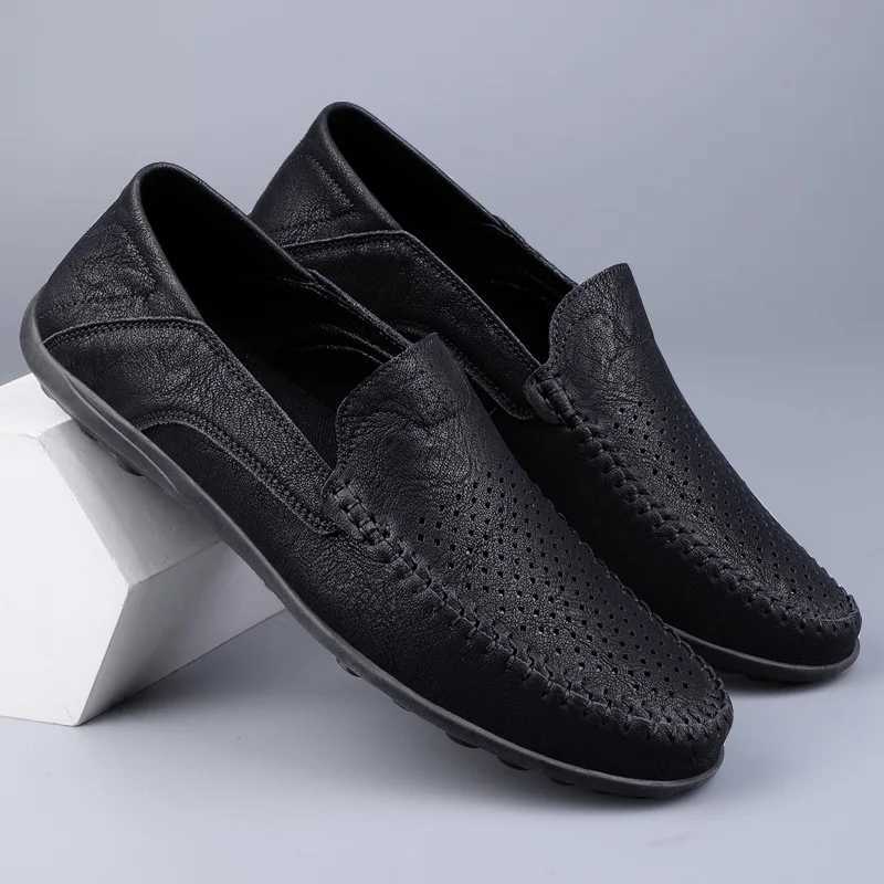 Men shoes large-size microfiber hollow loafers 2024 spring new fion trend Doudou shoes classic mens leather shoes Y250707