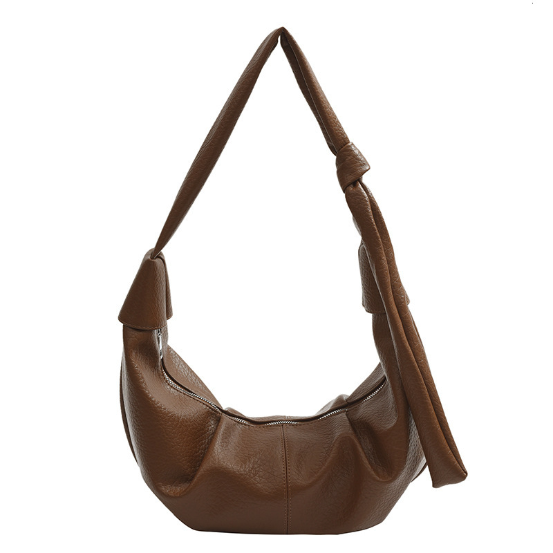 Free shipping designer Korean Style INS Large Capacity Retro Soft Leather Wrinkled Dumpling Bag Lazy Style Casual Versatile Horn Single Shoulder Bag C