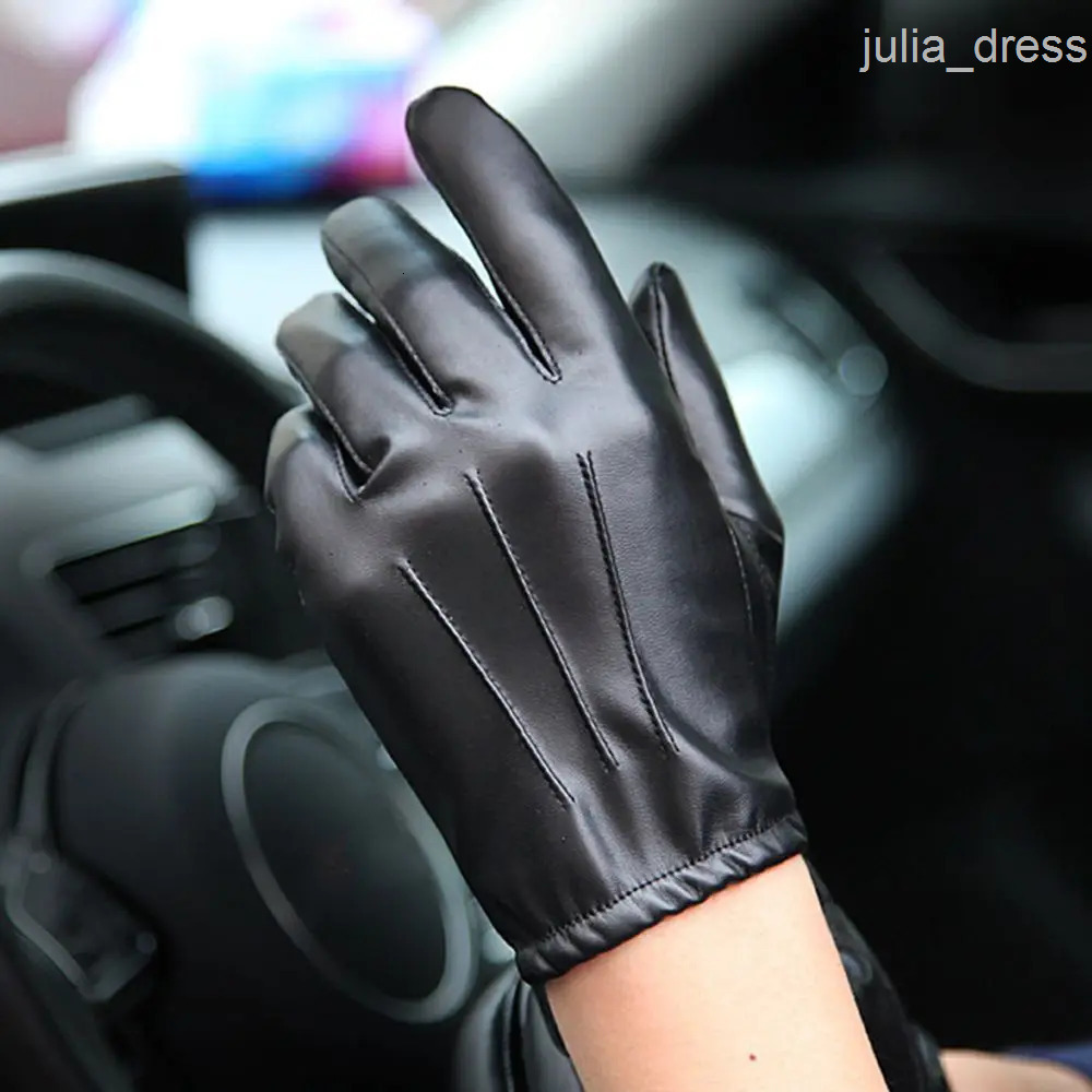Driving Luxury Outdoors Velet Winter Waterproof Full Finger Gloves Touch Screen Gloves Men Leather Mittens Fashion Accessories