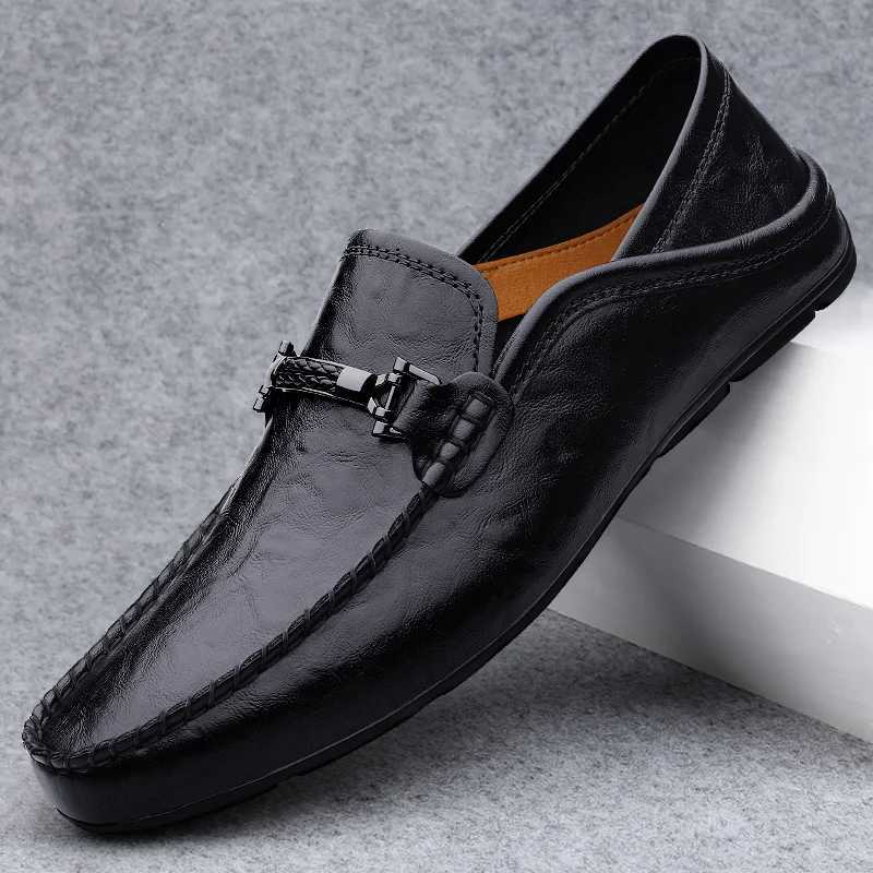 New Summer Punching Breathable Quality Men Dual Purpose Leather Shoes and Slippers Fion Casual Sizes 35-49 Loafers Y250707