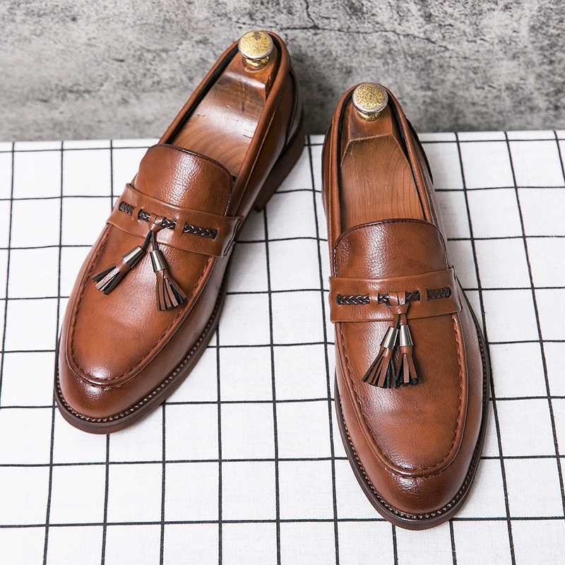Pointed casual for men fringed slip-on mens shoes with beef soles boat shoes by Fion hair stylist Fion shoes Y250707